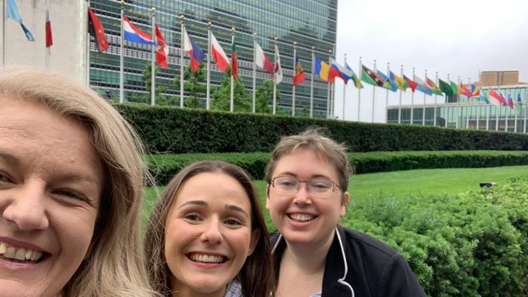Alanna,Courtney and Kylee outside the UN building