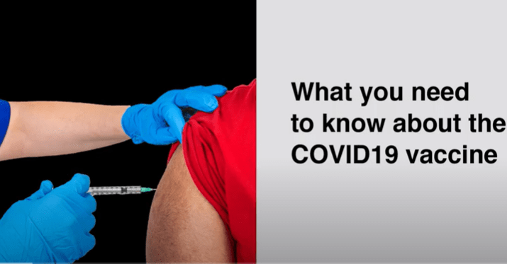 Image of a video about the COVID vaccine