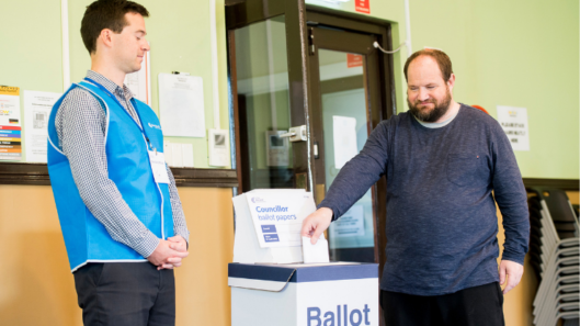 a man voting