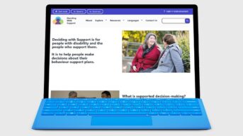 A laptop showing the Deciding with Support website.