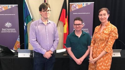 CID staff members Alex, Ricky and Justine giving evidence at the Disability Royal Commission.
