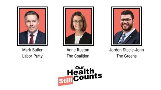 Headshots for Mark Butler (Labor), Anne Ruston (The Coalition) and Jordon Steele-John (The Greens).