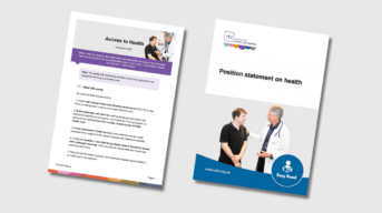 Thumbnail for the Access to Health position statement in standard English and Easy Read.